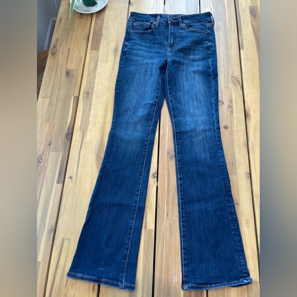 American Eagle Womens High Waisted Blue Flare Bootcut Jeans Size 2 Regular - Picture 1 of 5